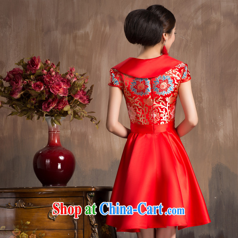 Non-you don't marry summer new bridal dresses wedding toast serving Chinese improved short-sleeved style red dress short skirt L, non-you are not married, and shopping on the Internet