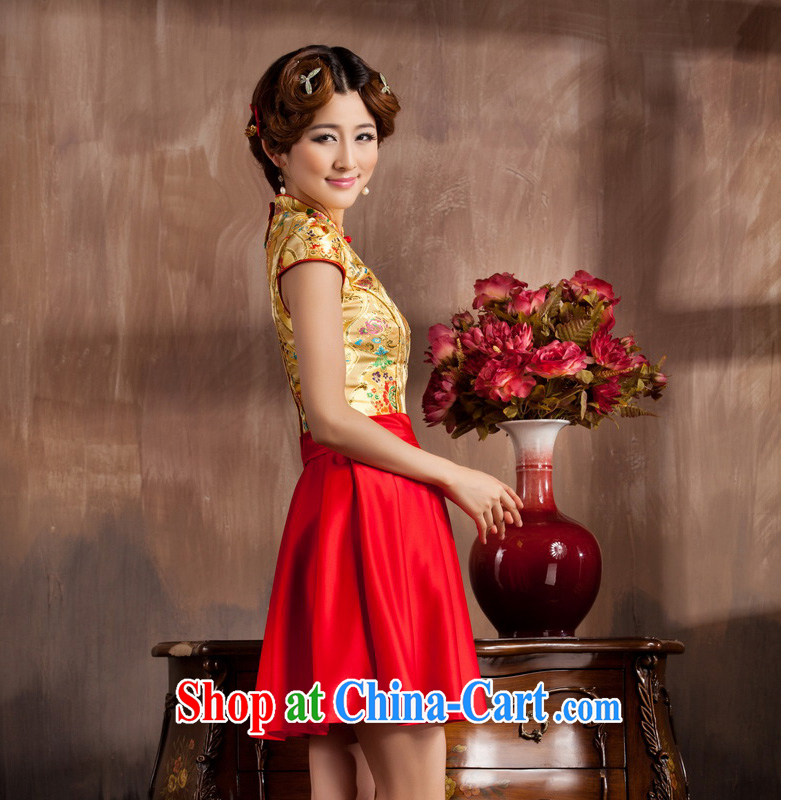Non-you don't marry 2014 spring and summer new, improved cheongsam stylish brides with wedding dresses short-sleeved, red 2 XL, non-you are not married, and shopping on the Internet