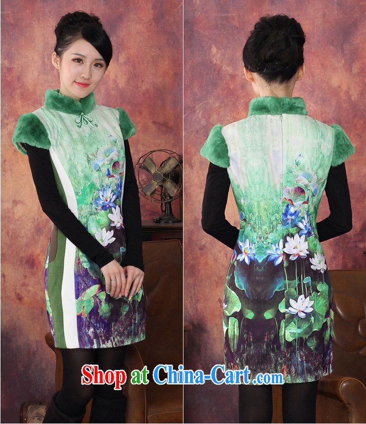 Autumn 2014 new quilted thick winter cheongsam stylish improved short, short-sleeved cotton vest dress package mail 434,417 green XXL pictures, price, brand platters! Elections are good character, the national distribution, so why buy now enjoy more preferential! Health