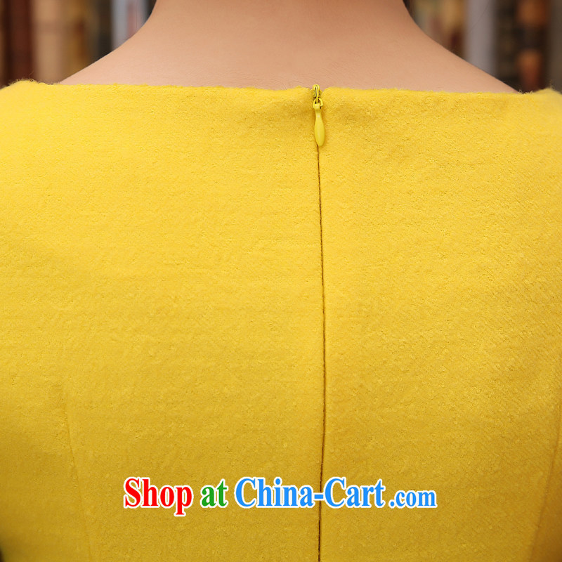 Morning, Autumn 2014 new stylish and refined antique fine rust take wool dresses dresses vest skirt yellow XXL morning land, shopping on the Internet