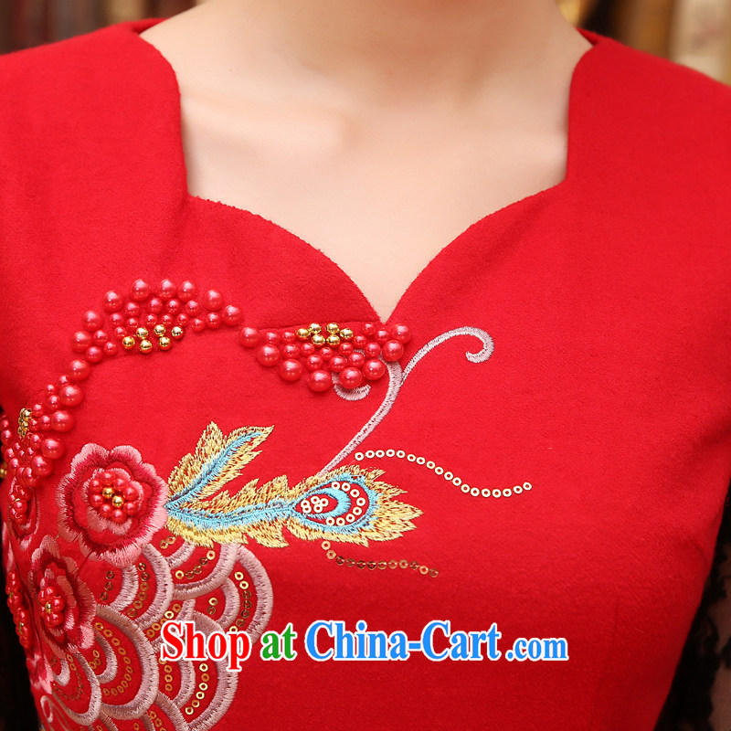 Early Morning, 2014 new cheongsam dress marriage short fleece? red retro improved bridal toast serving vest skirt red XXL, morning land, and shopping on the Internet
