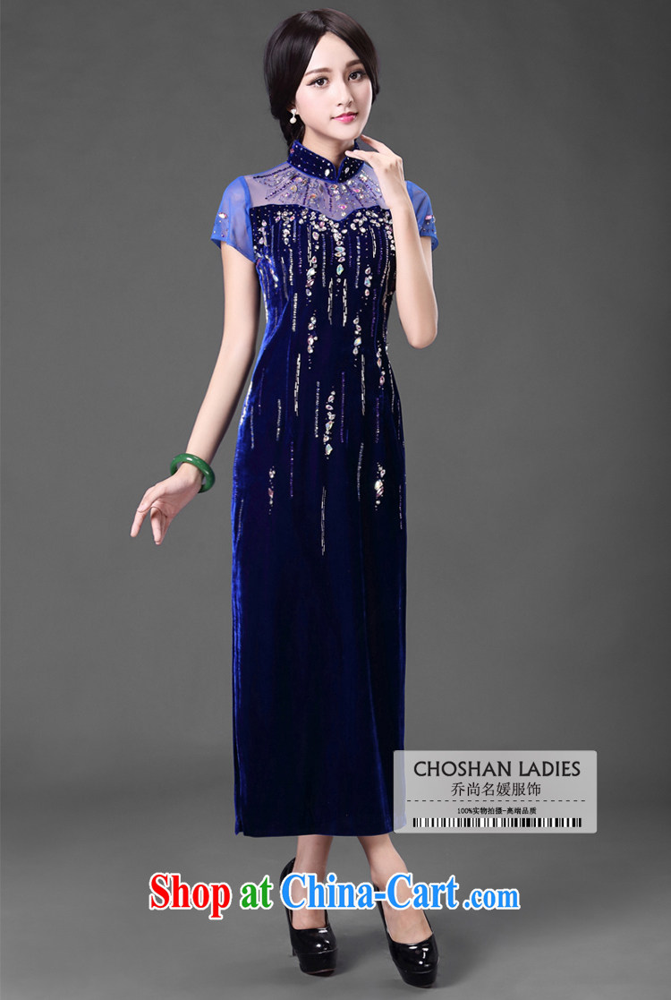 High quality qipao dress dress long, improved wedding mom is manually set Pearl C 014 royal blue XXXL (2 feet 6 lumbar) pictures, price, brand platters! Elections are good character, the national distribution, so why buy now enjoy more preferential! Health