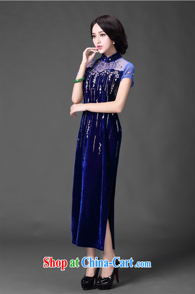 High quality qipao dress dress long, improved wedding mom is manually set Pearl C 014 royal blue XXXL (2 feet 6 lumbar) pictures, price, brand platters! Elections are good character, the national distribution, so why buy now enjoy more preferential! Health