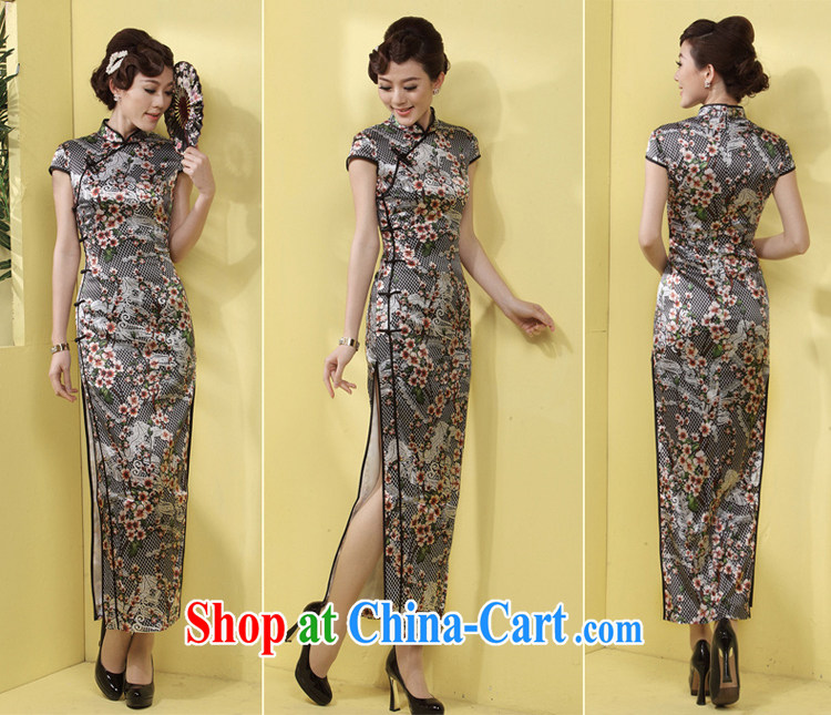 Long cheongsam High Power's antique dresses summer beauty MOM dresses long, older upscale silk dress black flower XL pictures, price, brand platters! Elections are good character, the national distribution, so why buy now enjoy more preferential! Health
