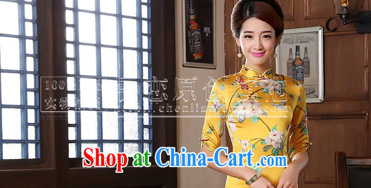 Morning, Autumn 2014 new stylish improvements in antique cuff luxury manually staple Pearl velvet cheongsam dress yellow XXL pictures, price, brand platters! Elections are good character, the national distribution, so why buy now enjoy more preferential! Health