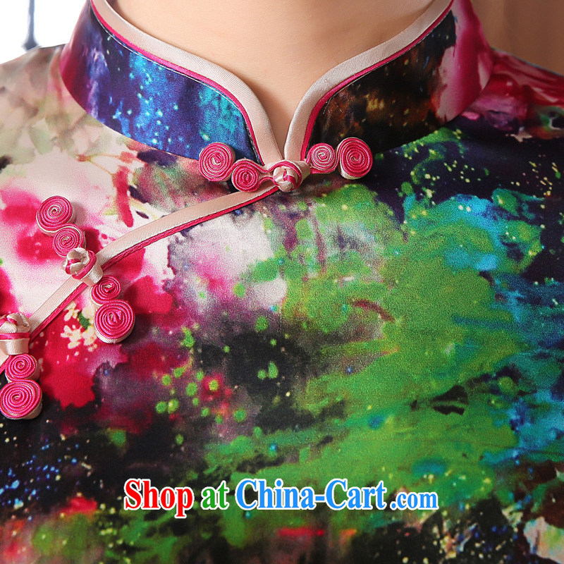 Morning dresses, new autumn 2014 the retro cuff in improved stylish sauna silk heavy Silk Cheongsam dress the color suit XXL morning land, shopping on the Internet