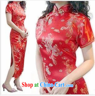 Special ceremonial cheongsam long red Ceremonial Stage service hospitality dress costume large Code Red other