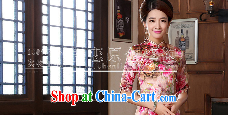 Morning dresses, new, fall 2014 with retro cuff in improved stylish sauna silk heavy Silk Cheongsam dress Peony pink floral M pictures, price, brand platters! Elections are good character, the national distribution, so why buy now enjoy more preferential! Health
