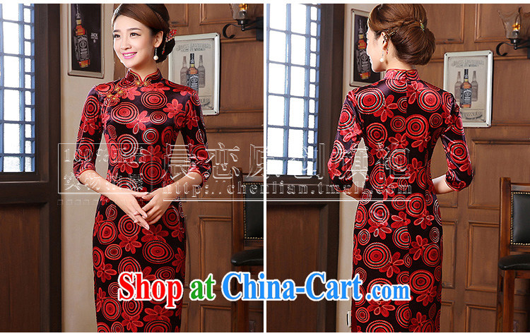 Early Morning, spring and autumn 2015 new stylish improved retro short Korean velvet cuff in cheongsam dress mom with dark red XXL pictures, price, brand platters! Elections are good character, the national distribution, so why buy now enjoy more preferential! Health