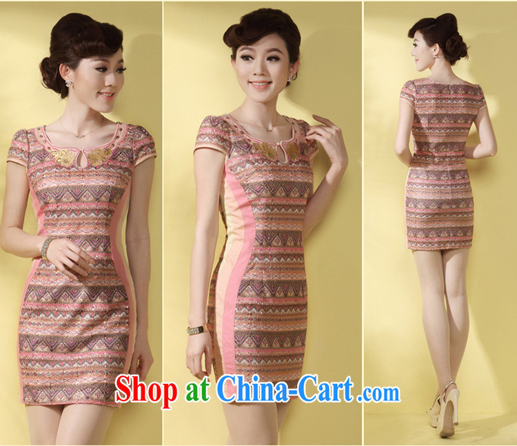 cheongsam dress summer fashion style high-end improved retro Beauty Fashion daily short video thin dress pink XL pictures, price, brand platters! Elections are good character, the national distribution, so why buy now enjoy more preferential! Health
