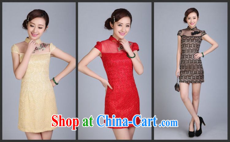 Daily cheongsam dress style beauty summer sense of improved retro high-end lace female short dress red XXL pictures, price, brand platters! Elections are good character, the national distribution, so why buy now enjoy more preferential! Health