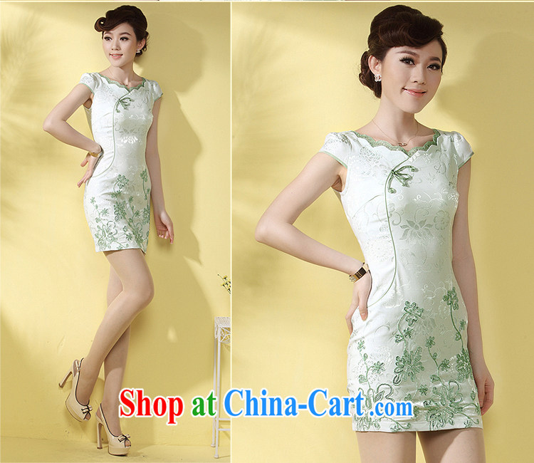 cheongsam dress summer fashion style beauty larger Chinese improved retro graphics thin short girls dress green XL pictures, price, brand platters! Elections are good character, the national distribution, so why buy now enjoy more preferential! Health