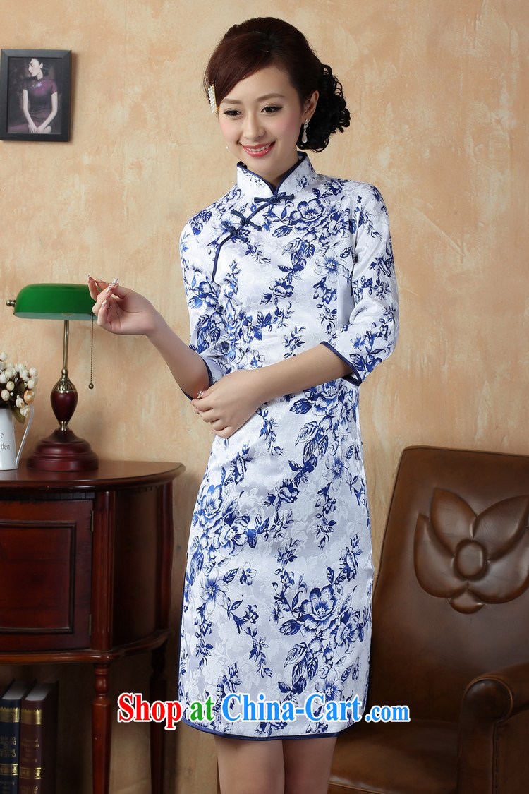 Special Offers autumn 2014 Women's clothes new, Retro blue and white porcelain cuff in cheongsam dress improved stylish Chinese Dress blue XXL pictures, price, brand platters! Elections are good character, the national distribution, so why buy now enjoy more preferential! Health