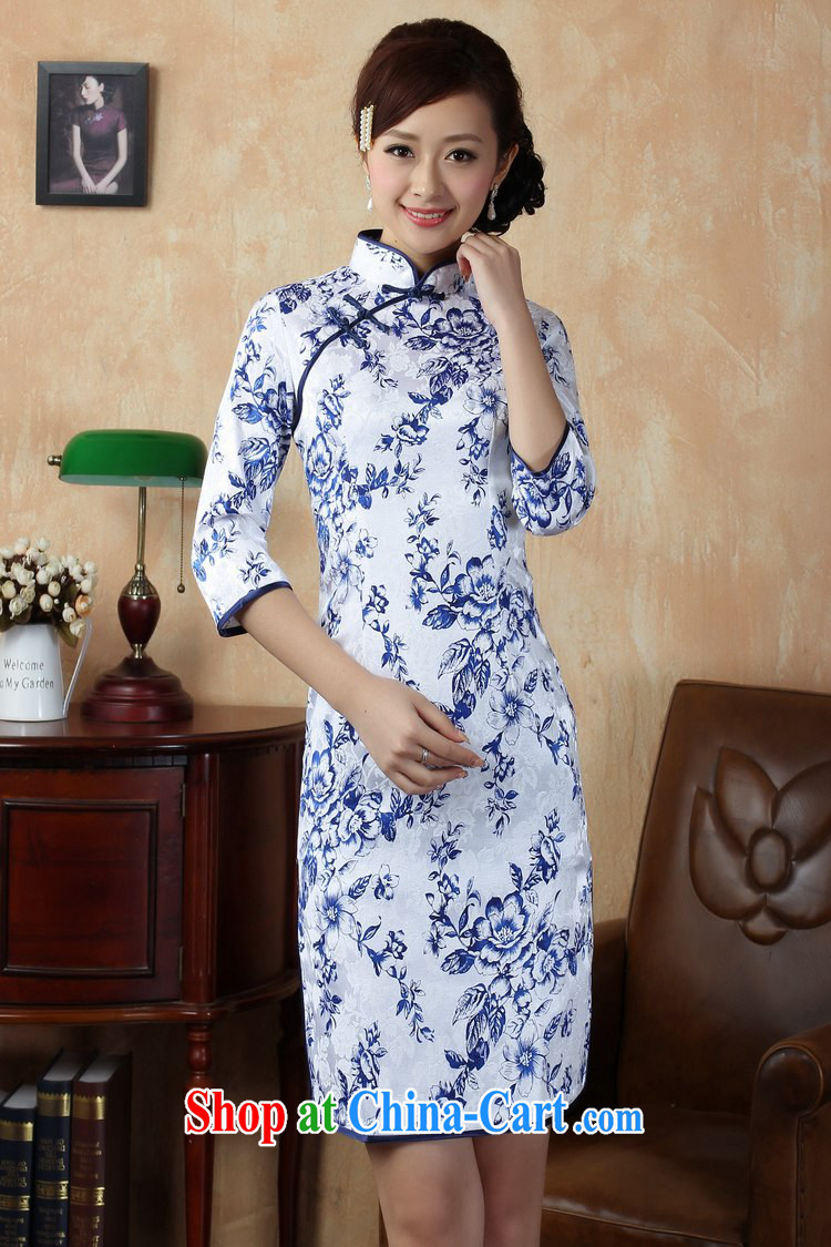 Special Offers autumn 2014 Women's clothes new, Retro blue and white porcelain cuff in cheongsam dress improved stylish Chinese Dress blue XXL pictures, price, brand platters! Elections are good character, the national distribution, so why buy now enjoy more preferential! Health