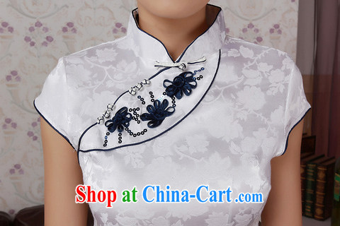 Special Offers improved cheongsam stylish summer 2012 blue and white porcelain Chinese Chinese embroidered short sleeves cheongsam dress package mail white XXL pictures, price, brand platters! Elections are good character, the national distribution, so why buy now enjoy more preferential! Health