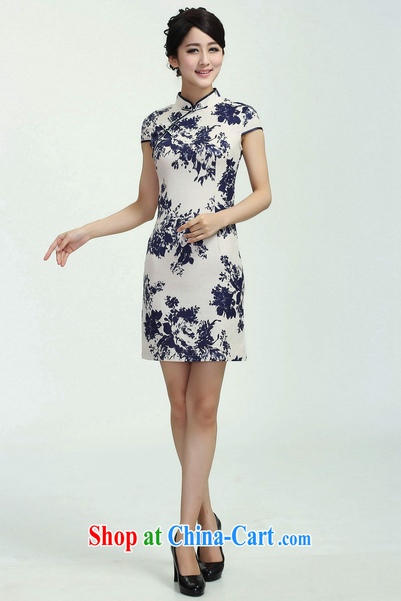 Special offer package mail cheongsam dress summer 2013 modern middle-aged Chinese refined and elegant blue and white porcelain mother dresses suit 2 XXL pictures, price, brand platters! Elections are good character, the national distribution, so why buy now enjoy more preferential! Health