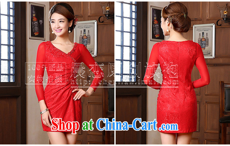 Morning dresses, new, fall 2014 with retro long-sleeved improved stylish lace cheongsam dress two-color bridal red M pictures, price, brand platters! Elections are good character, the national distribution, so why buy now enjoy more preferential! Health