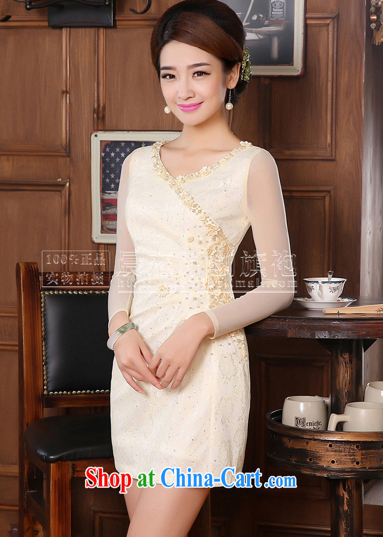 Morning dresses, new, fall 2014 with retro long-sleeved improved stylish lace cheongsam dress two-color bridal red M pictures, price, brand platters! Elections are good character, the national distribution, so why buy now enjoy more preferential! Health