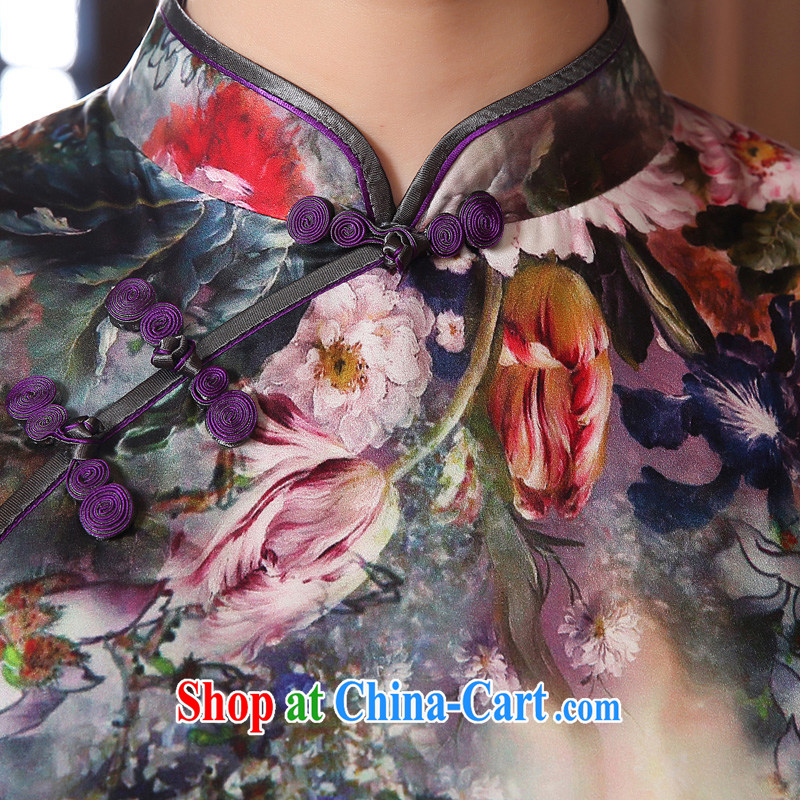 Morning dresses, new, fall 2014 with retro cuff in improved stylish sauna silk heavy Silk Cheongsam dress suit XXL morning land, shopping on the Internet