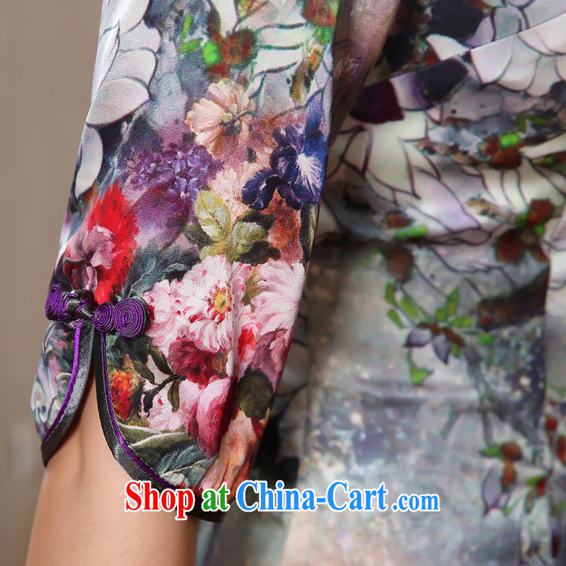 Morning dresses, new, fall 2014 with retro cuff in improved stylish sauna silk heavy Silk Cheongsam dress suit XXL morning land, shopping on the Internet