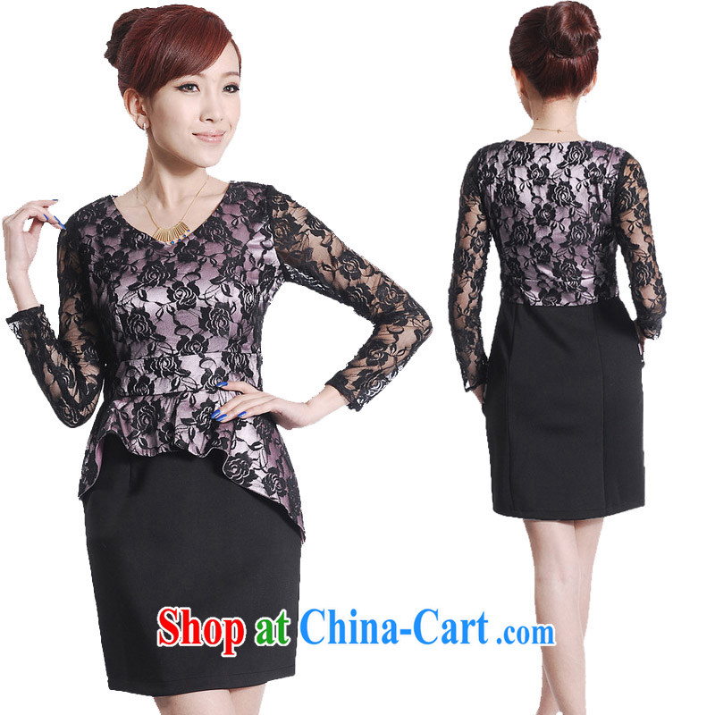 Autumn 2013 new beauty, long-sleeved lace commuter elegant antique dresses improved stylish dress package mail Map Color XXL