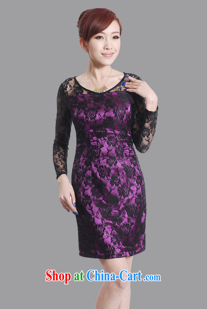 2013 new spring cheongsam dress improved stylish daily retro noble purple lace long-sleeved gown package mail Map Color XXL pictures, price, brand platters! Elections are good character, the national distribution, so why buy now enjoy more preferential! Health