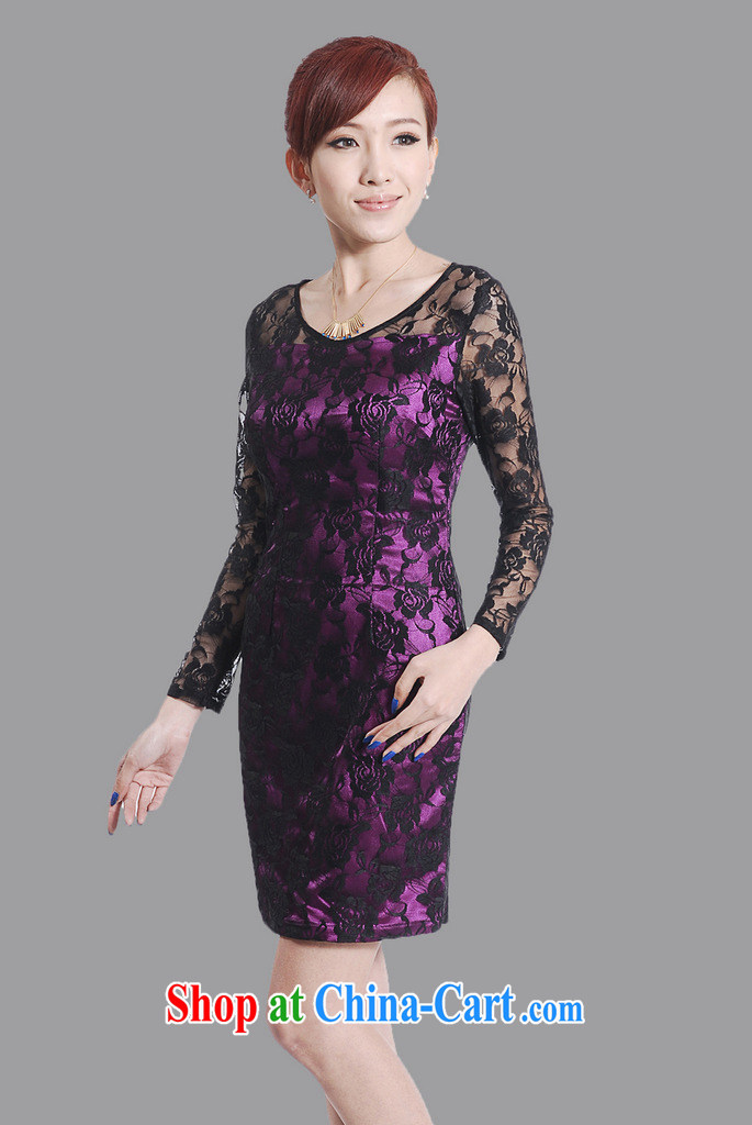 2013 new spring cheongsam dress improved stylish daily retro noble purple lace long-sleeved gown package mail Map Color XXL pictures, price, brand platters! Elections are good character, the national distribution, so why buy now enjoy more preferential! Health