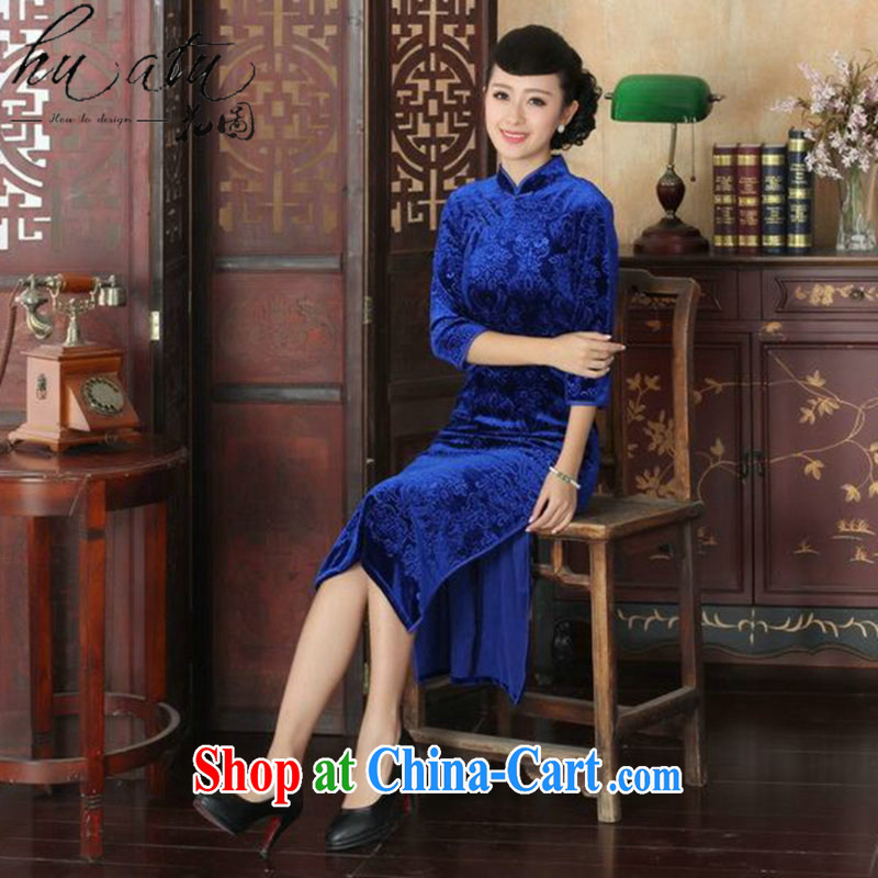 Spend the autumn and replacing Tang Women's clothes, cheongsam collar Chinese pure colors and elegant ladies stretch really velvet cheongsam dress 7 cuff such as figure 3 XL, spend figure, and, on-line shopping