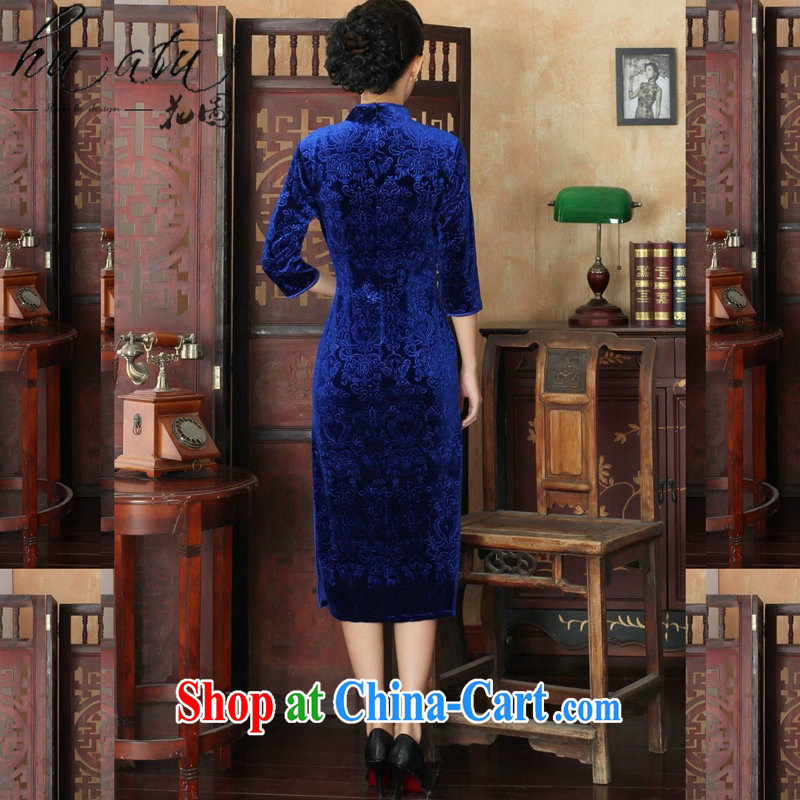 Spend the autumn and replacing Tang Women's clothes, cheongsam collar Chinese pure colors and elegant ladies stretch really velvet cheongsam dress 7 cuff such as figure 3 XL, spend figure, and, on-line shopping