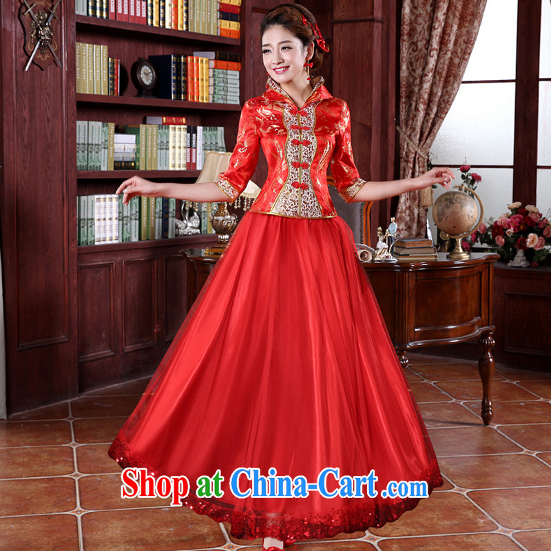 A good service is a 2015 new autumn and winter red brides with wedding dress long-sleeved toast clothing qipao the doors, long sleeved dress 4 XL, good service, and, shopping on the Internet