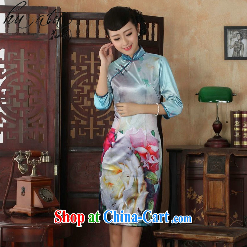Spend the autumn and the New Tang Women's clothes dresses Ethnic Wind up collar stretch the wool Sau San cheongsam dress 7 cuff such as figure 3 XL, spend figure, and shopping on the Internet