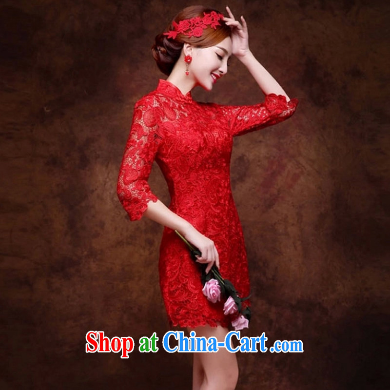 wedding dresses 2015 new marriage toast Service Bridal Fashion cheongsam red evening dress long bag shoulder lace short M Ting, Beverly (tingbeier), online shopping
