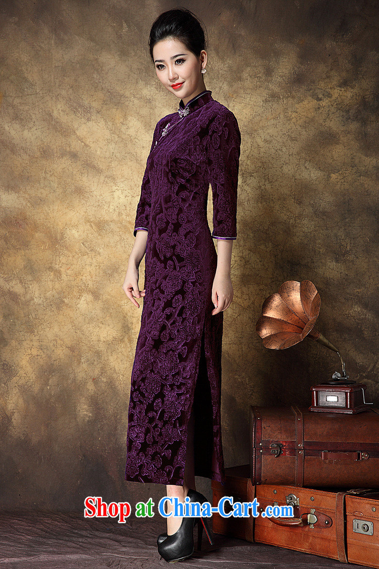 Still, the 2014 autumn and winter, the female Chinese qipao, long stylish improved daily with 7 cuffs mother dresses Purple - Long XXL pictures, price, brand platters! Elections are good character, the national distribution, so why buy now enjoy more preferential! Health