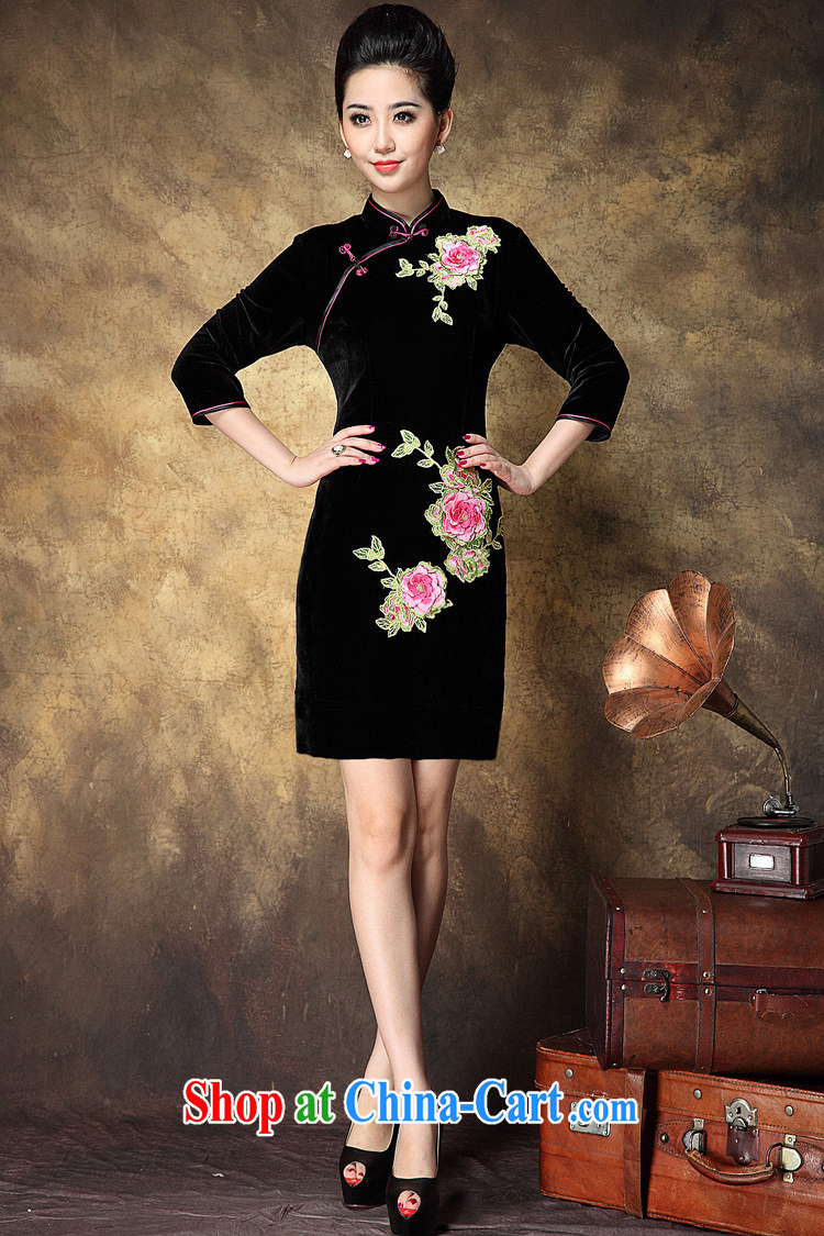 Still, the 2014 autumn and winter, short Chinese style stylish embroidered improved cheongsam black. XXL pictures, price, brand platters! Elections are good character, the national distribution, so why buy now enjoy more preferential! Health