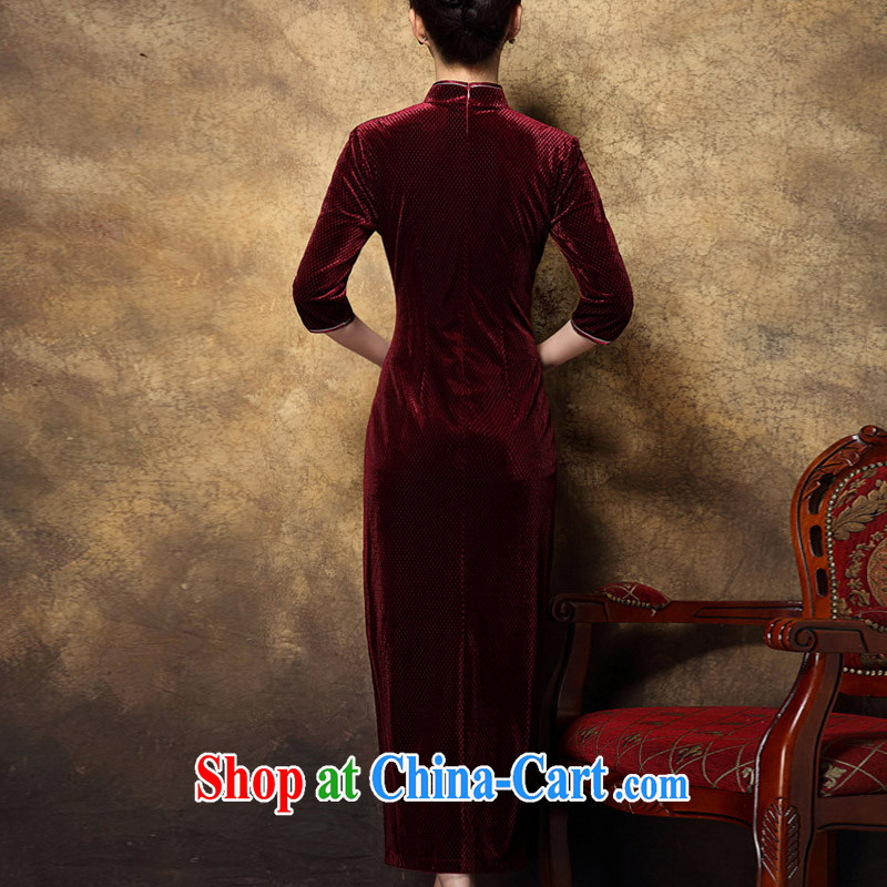 Still, the 2014 autumn and winter new female Chinese Korean lint-free Chinese mom long cheongsam red XXL, growing, Cisco, shopping on the Internet