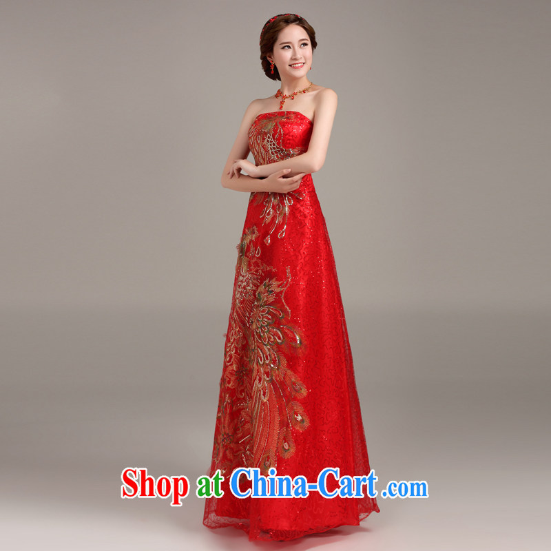 Ting Beverly 2014 new dress long, Korean style wedding toast service banquet dress moderator dress beauty red S Ting, Beverly (tingbeier), online shopping