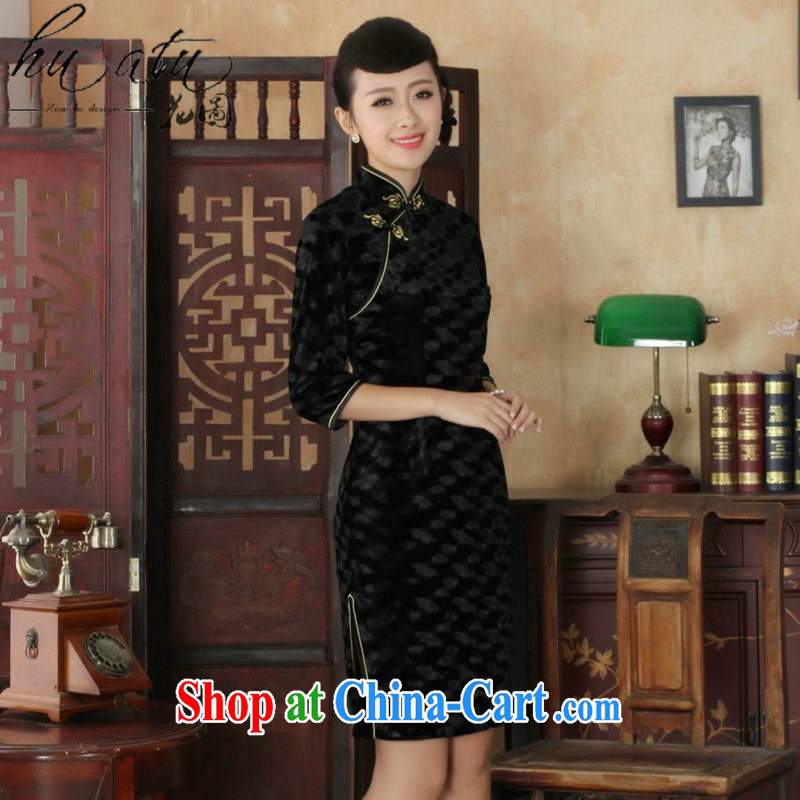 Take the autumn Tang Women's clothes outfit New paragraph for the Chinese noble gold velour Sau San cheongsam dress 7 Cuff - A 3 XL, spend figure, and shopping on the Internet