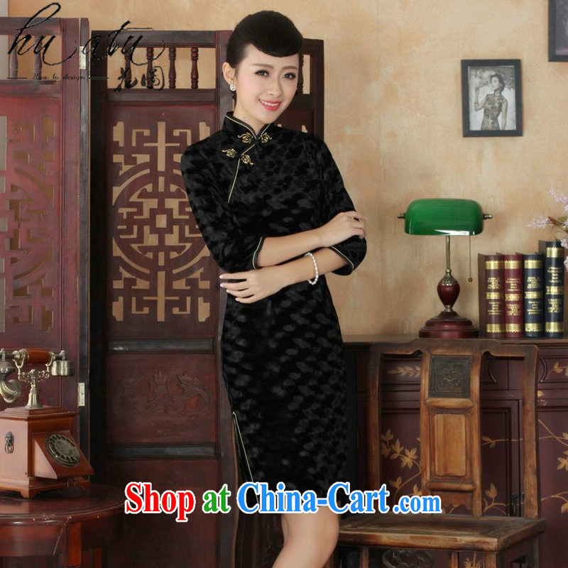 Take the autumn Tang Women's clothes outfit New paragraph for the Chinese noble gold velour Sau San cheongsam dress 7 Cuff - A 3 XL, spend figure, and shopping on the Internet