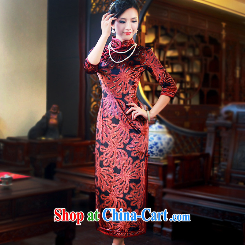 ruyi, 2014 new autumn and winter in long sleeves and stylish MOM improved cheongsam dress 4817 4817 red XXL sporting, wind, shopping on the Internet