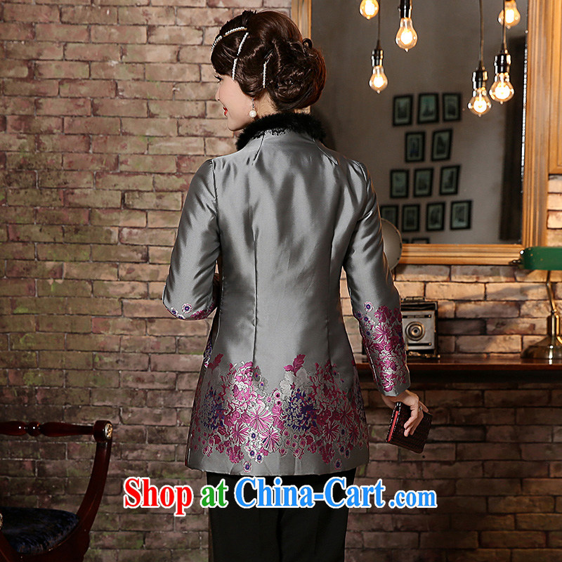 The CYD HO Kwun Tong) and winter 2014 Anna winter clothing long-sleeved short quilted coat with Chinese gross for women quilted coat TC 4937 gray XXXL, Sau looked Tang, shopping on the Internet