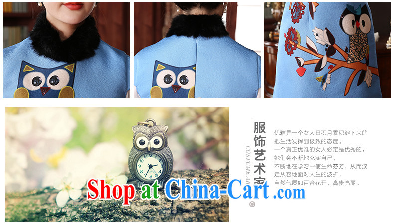 The CYD HO Kwun Tong' fuser dream 2014 winter clothing new improved cheongsam rabbit hair style stamp dresses QD 4932 sky XXL pictures, price, brand platters! Elections are good character, the national distribution, so why buy now enjoy more preferential! Health