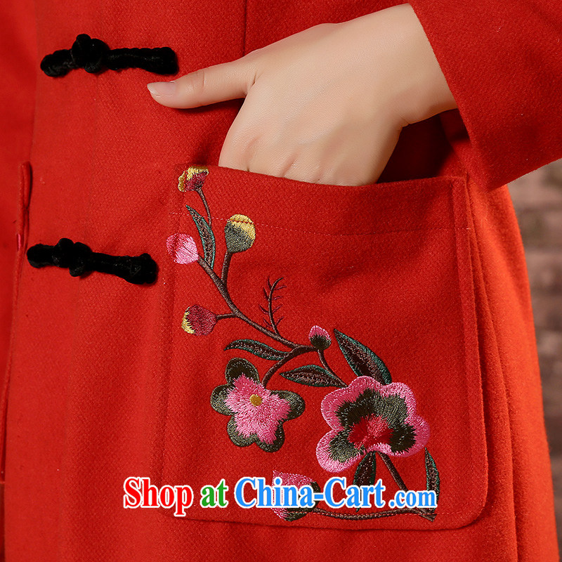 The CYD HO Kwun Tong' Chan saffron winter 2014 new embroidery, gross is gross coat for girls long-sleeved brown Tang replace TC 41,001 red XXXL, Sau looked Tang, shopping on the Internet