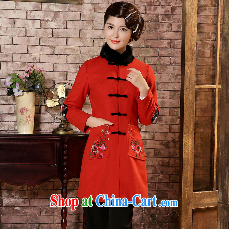 The CYD HO Kwun Tong' Chan saffron winter 2014 new embroidery, gross is gross coat for girls long-sleeved brown Tang replace TC 41,001 red XXXL, Sau looked Tang, shopping on the Internet