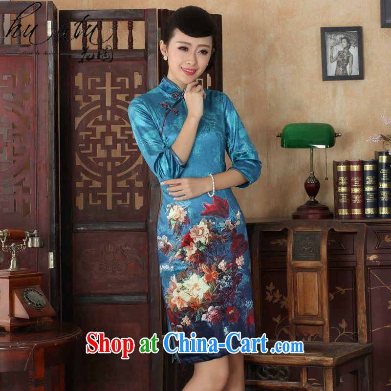 Spend the autumn and the New Tang Women's clothes, cheongsam collar Chinese noble gold velour improved cheongsam dress 7 cuff as figure 3 XL, figure, and, shopping on the Internet