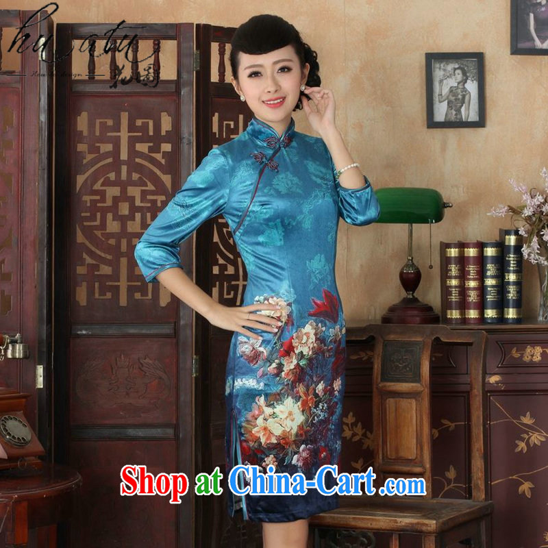Spend the autumn and the New Tang Women's clothes, cheongsam collar Chinese noble gold velour improved cheongsam dress 7 cuff as figure 3 XL, figure, and, shopping on the Internet
