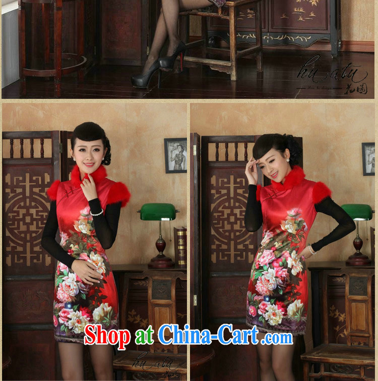 spend the winter clothes New Tang Women's clothes, cheongsam collar Chinese improved classic wool wool for the cotton short cheongsam as color 2XL pictures, price, brand platters! Elections are good character, the national distribution, so why buy now enjoy more preferential! Health