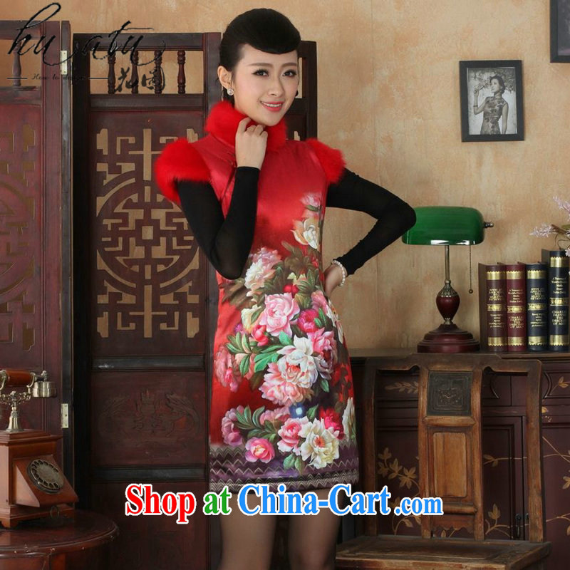 spend the winter clothes New Tang Women's clothes, cheongsam collar Chinese improved classic wool wool for the cotton short dresses such as the color 2 XL, spend figure, online shopping