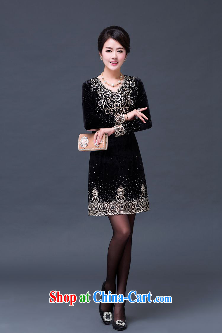 JA the 2014 autumn and winter New-waist retro collar dress with cuffs prefix takes the velvet dress SSF - 1490 black XXXXXL pictures, price, brand platters! Elections are good character, the national distribution, so why buy now enjoy more preferential! Health