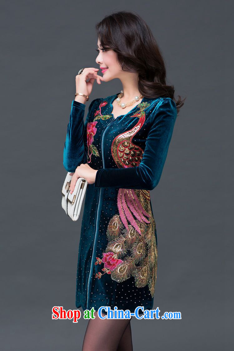 JA the 2014 autumn and winter new retro staple Pearl embroidered Phoenix gold velour dress SSF - 1491 blue XXXXL pictures, price, brand platters! Elections are good character, the national distribution, so why buy now enjoy more preferential! Health