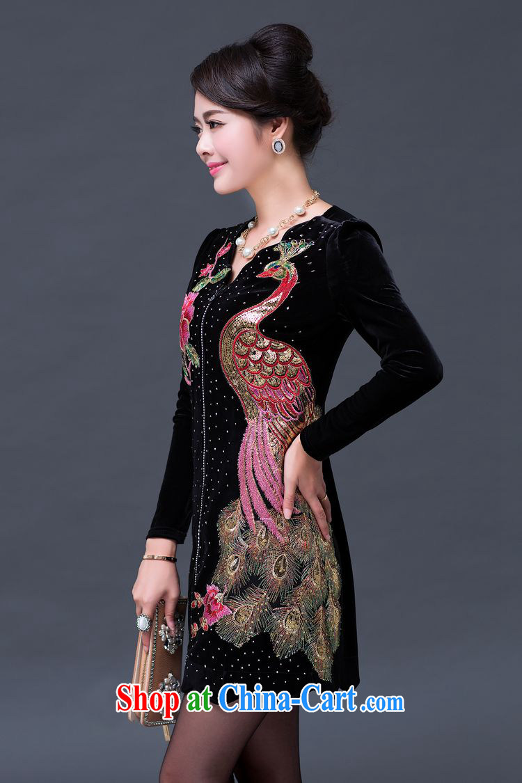 JA the 2014 autumn and winter new retro staple Pearl embroidered Phoenix gold velour dress SSF - 1491 blue XXXXL pictures, price, brand platters! Elections are good character, the national distribution, so why buy now enjoy more preferential! Health